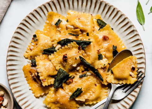 browned butter butternut squash ravioli