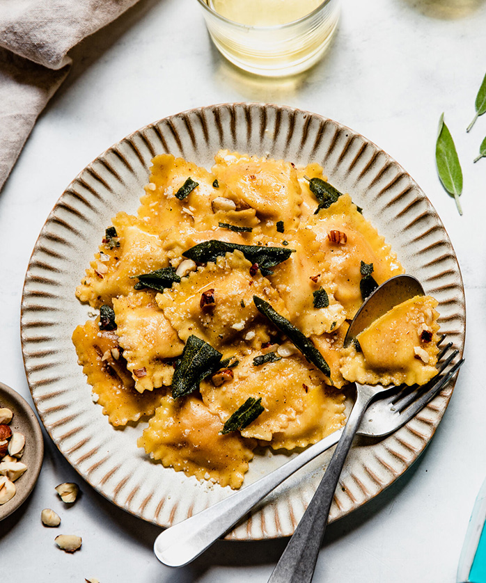 browned butter butternut squash ravioli