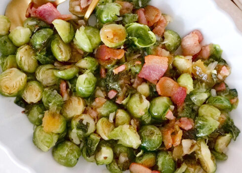 brussel sprouts with bacon fig jam