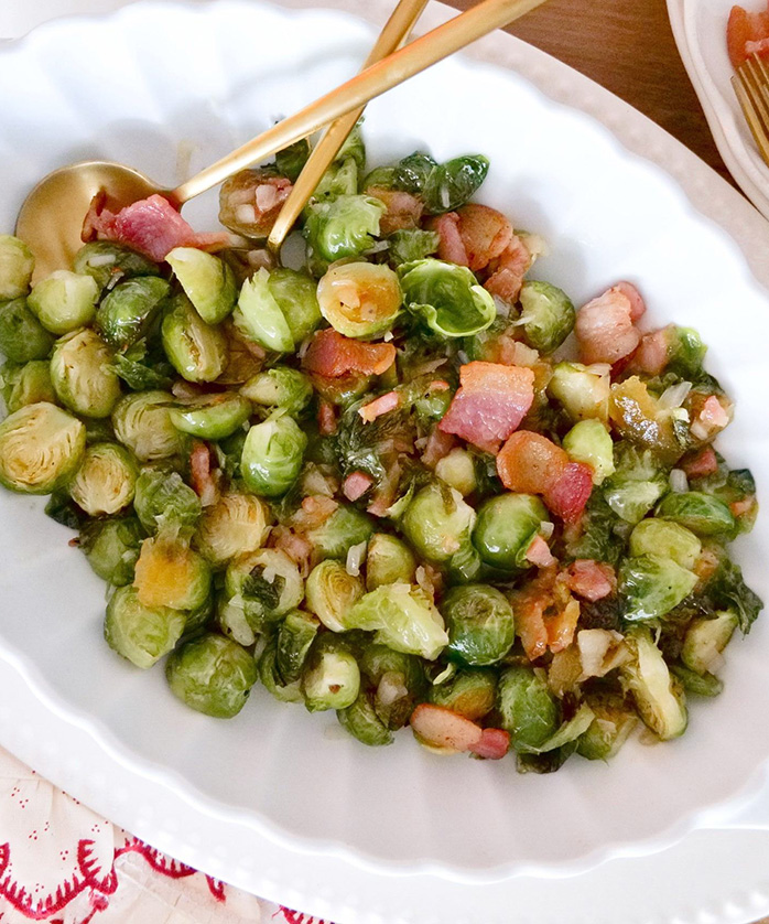 brussel sprouts with bacon fig jam