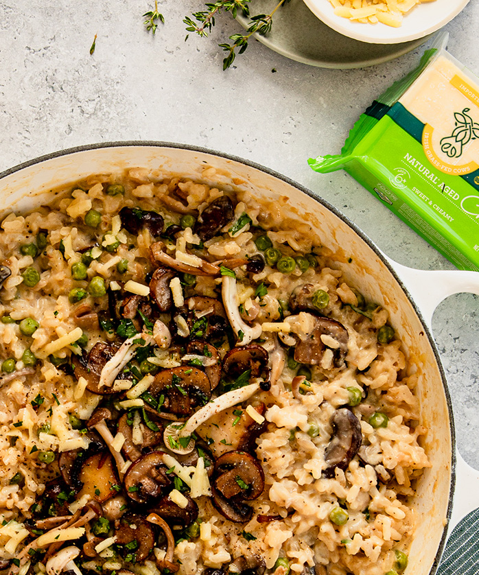 mushroom pea risotto